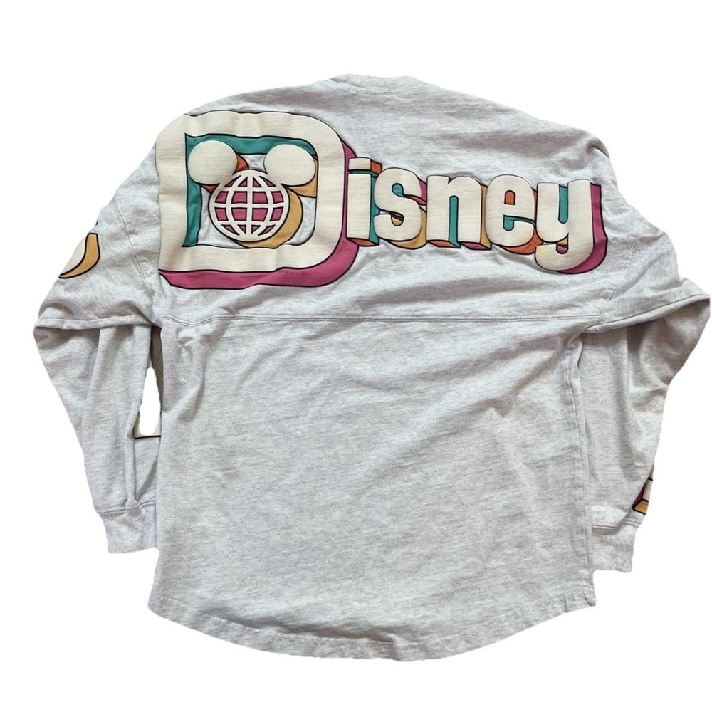 Walt Disney World Crew Neck Pullover Sweatshirt Gray Colored Lettering Back Arms - Picture 2 of 7